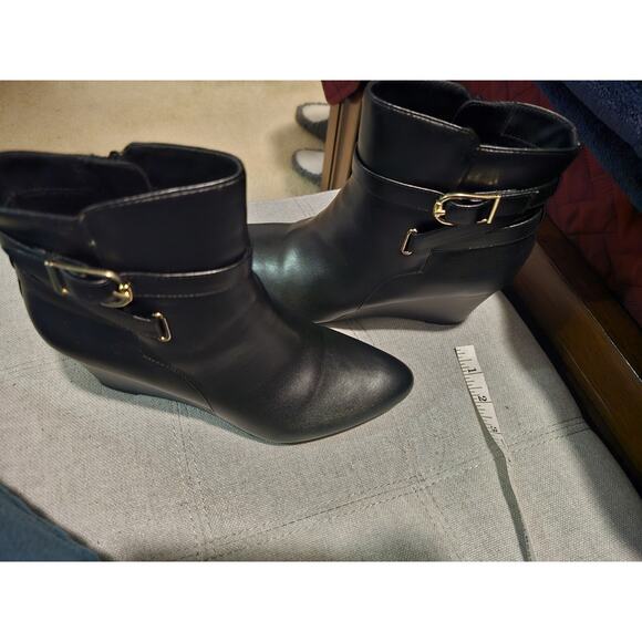 LifeStride Black Ankle Wedge Boots Size 8.5 Dressy Heel Booties Comfort Shoes - Picture 6 of 9